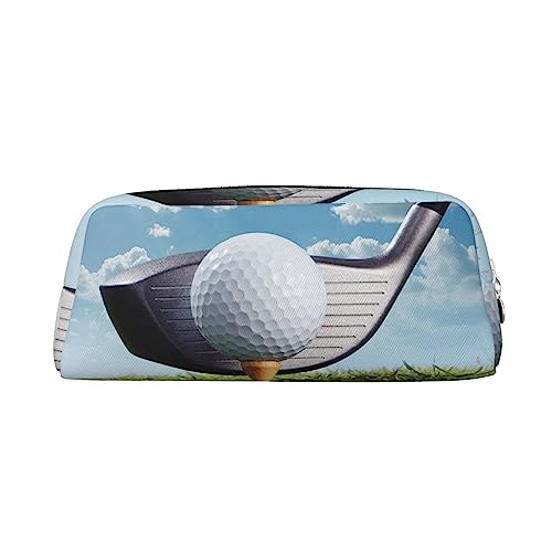 TOMPPY Golf Club Gedruckt Bleistift Fall Stand Up Bleistift Beutel Kleine Bleistifthalter Fall Schreibwaren Organizer Make-up Tasche Mit Reißverschluss, silber, Einheitsgröße, modisch von TOMPPY