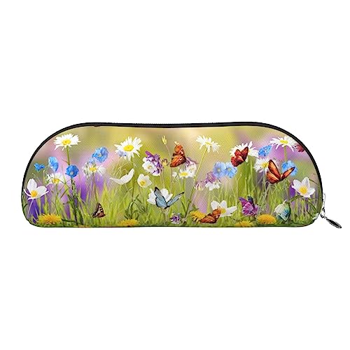 TOMPPY Group of Butterflies Printed Pencil Case Stand Up Pencil Pouch Small Pencil Holder Case Stationery Organizer Makeup Bag with Zipper Closure, silber, Einheitsgröße, Make-up-Tasche von TOMPPY