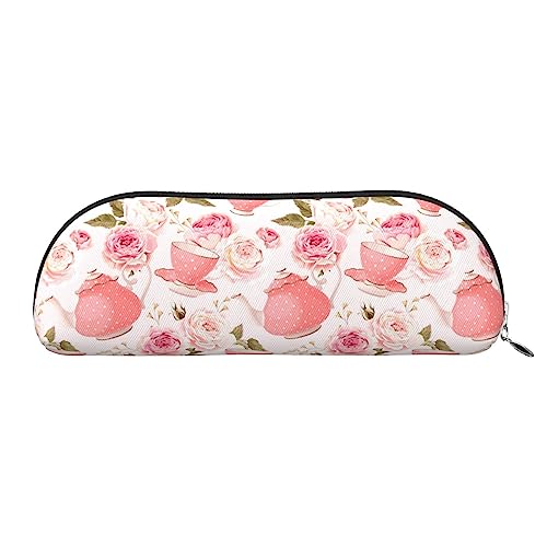 TOMPPY Grüne Camo gedruckt Bleistift Tasche mit Reißverschluss, PVC Bleistift Fall Bleistift Tasche Kosmetiktaschen Schreibwaren Beutel, Teebecher mit Rosen Romantisch Shabby, Einheitsgröße, von TOMPPY