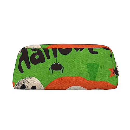 TOMPPY Happy Halloween Bedrucktes Federmäppchen Stand Up Bleistift Beutel Kleine Bleistifthalter Fall Schreibwaren Organizer Make-up Tasche Mit Reißverschluss, gold, Einheitsgröße, modisch von TOMPPY