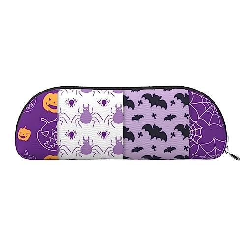 TOMPPY Happy Halloween Bedrucktes Federmäppchen Stand Up Bleistift Beutel Kleine Bleistifthalter Fall Schreibwaren Organizer Make-up Tasche Mit Reißverschluss, silber, Einheitsgröße, modisch von TOMPPY