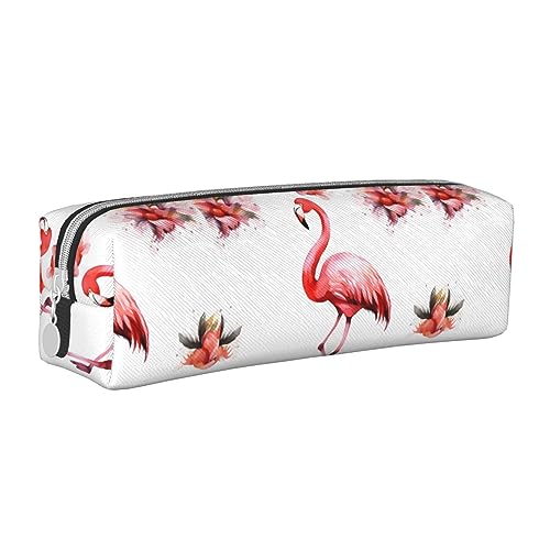 TOMPPY Happy Thanksgiving Bedrucktes Federmäppchen Leder Bleistift Tasche Tragbare Schreibwaren Organizer Bleistifthalter Make-up-Tasche mit Reißverschluss, Flamingo, Einheitsgröße, modisch von TOMPPY