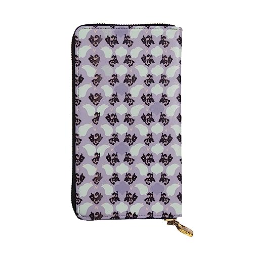 TOMPPY Haunted Mansion bedruckte Damen-Geldbörse, lange Geldbörse, mit Reißverschluss, Clutch, Kartenhalter, Organizer, Schwarz , Einheitsgröße von TOMPPY