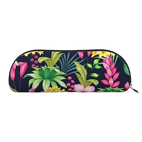 TOMPPY Hawaiianische bunte Blume gedruckt Bleistift Fall Stand Up Bleistift Tasche Kleine Bleistifthalter Fall Schreibwaren Organizer Make-up Tasche mit Reißverschluss, silber, Einheitsgröße, von TOMPPY