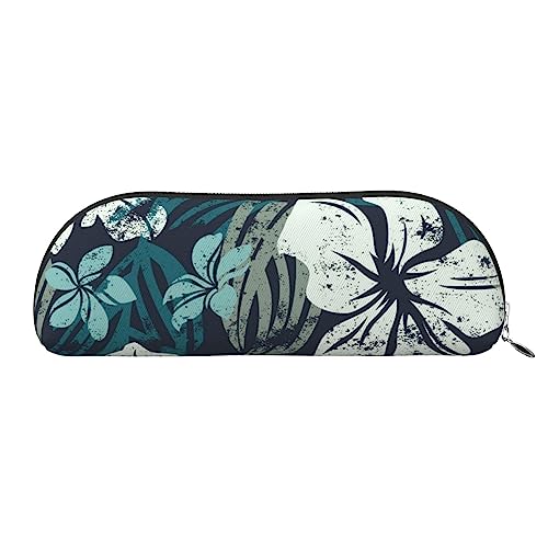 TOMPPY Hibiskus Blumen Muster gedruckt Bleistift Fall Stand Up Bleistift Beutel Kleine Bleistifthalter Fall Schreibwaren Organizer Make-up Tasche mit Reißverschluss, silber, Einheitsgröße, von TOMPPY