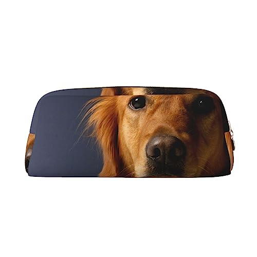 TOMPPY Hübsches Golden Retriever, hübsches bedrucktes Federmäppchen, Stand-Up-Bleistift-Beutel, kleiner Bleistift-Halter, Schreibwaren-Organizer, Make-up-Tasche mit Reißverschluss, gold, Einheitsgröße, Make-up-Tasche von TOMPPY