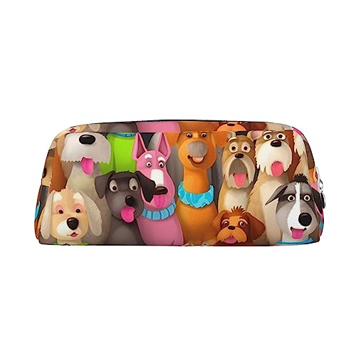 TOMPPY Hunde-bedrucktes Federmäppchen, Stand-Up-Bleistift-Beutel, kleine Bleistift-Halter-Etui, Schreibwaren-Organizer, Make-up-Tasche mit Reißverschluss, silber, Einheitsgröße, Make-up-Tasche von TOMPPY