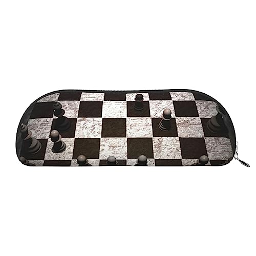 TOMPPY International Chess Printed Pencil Case Stand Up Pencil Pouch Small Pencil Holder Case Stationery Organizer Makeup Bag with Zipper Closure, silber, Einheitsgröße, Make-up-Tasche von TOMPPY