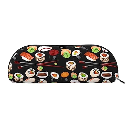 TOMPPY Japanisches Sushi-Federmäppchen, schwarz, bedruckt, Stand-Up-Bleistift-Beutel, kleiner Bleistift-Halter, Schreibwaren-Organizer, Make-up-Tasche mit Reißverschluss, silber, Einheitsgröße, von TOMPPY