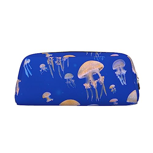 TOMPPY Jellyfish Bedrucktes Federmäppchen, Stand-Up-Bleistift-Beutel, kleiner Stiftehalter, Schreibwaren-Organizer, Make-up-Tasche mit Reißverschluss, gold, Einheitsgröße, modisch von TOMPPY