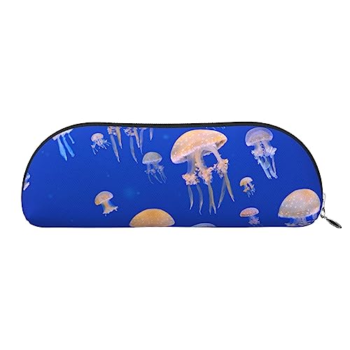 TOMPPY Jellyfish Bedrucktes Federmäppchen, Stand-Up-Bleistift-Beutel, kleiner Stiftehalter, Schreibwaren-Organizer, Make-up-Tasche mit Reißverschluss, silber, Einheitsgröße, modisch von TOMPPY