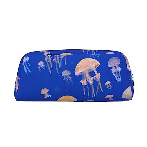 TOMPPY Jellyfish Bedrucktes Federmäppchen, Stand-Up-Bleistift-Beutel, kleiner Stiftehalter, Schreibwaren-Organizer, Make-up-Tasche mit Reißverschluss, silber, Einheitsgröße, modisch von TOMPPY