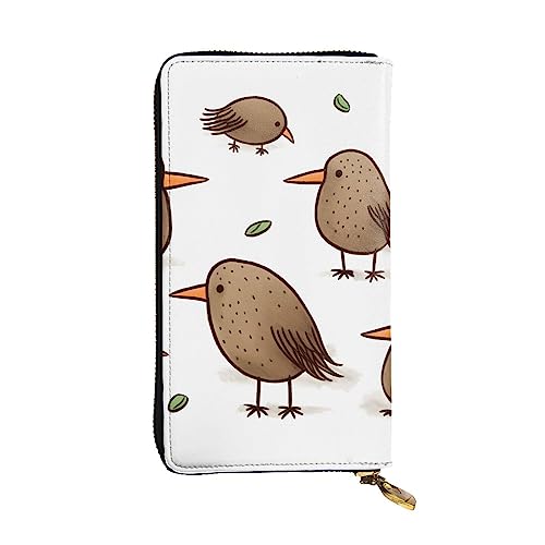 TOMPPY Kiwi Birds Cute Printed Womens Long Wallet Zip Around Wallet Clutch Purse Card Holder Organizer, Black, One Size, Classic, Schwarz , Einheitsgröße, Klassisch von TOMPPY