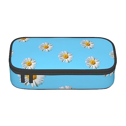 TOMPPY Kleine Gänseblümchen gedruckt Bleistift Fall Große Kapazität Bleistift Beutel Tragbare Bleistift Tasche Büro Schreibwaren Organizer, Schwarz , Einheitsgröße, Tragbar, einfach, Reisen, von TOMPPY