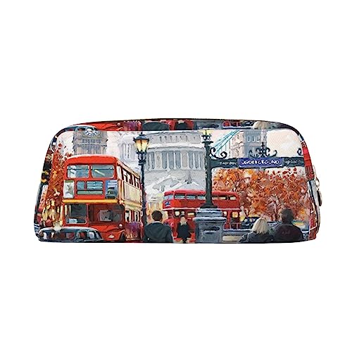 TOMPPY London Impression Bedrucktes Federmäppchen Stand Up Pencil Pouch Kleine Bleistifthalter Fall Schreibwaren Organizer Make-up-Tasche mit Reißverschluss, gold, Einheitsgröße, Make-up-Tasche von TOMPPY