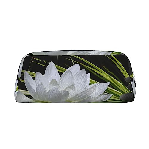 TOMPPY Lotus und Schwarz Zen Steine Gedruckt Bleistift Fall Stand Up Bleistift Tasche Kleine Bleistifthalter Fall Schreibwaren Organizer Make-up Tasche Mit Reißverschluss, silber, Einheitsgröße, von TOMPPY