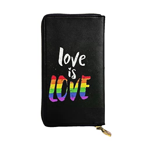 TOMPPY Love Is Love Printed Damen Lange Geldbörse Reißverschluss Rund Geldbörse Clutch Geldbörse Kartenhalter Organizer, Schwarz, Einheitsgröße, Schwarz , Einheitsgröße von TOMPPY