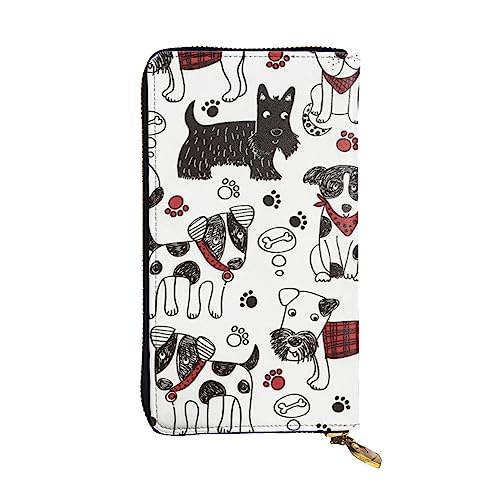 TOMPPY Lovely Dogs bedruckte Damen-Geldbörse mit Reißverschluss, Clutch, Geldbörse, Kartenhalter, Organizer, Schwarz , Einheitsgröße von TOMPPY