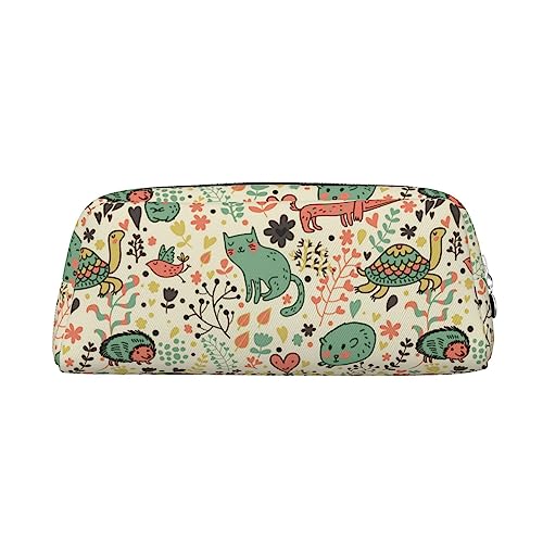 TOMPPY Lustige Katzen Vögel und Blumen gedruckt Bleistift Fall Stand Up Bleistift Tasche Kleine Bleistifthalter Fall Schreibwaren Organizer Make-up Tasche mit Reißverschluss, silber, Einheitsgröße, Make-up-Tasche von TOMPPY