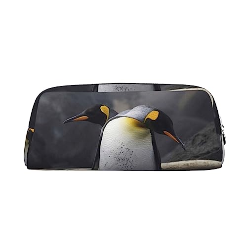 TOMPPY Lustige Pinguine Gedruckt Bleistift Fall Stehen Bis Bleistift Beutel Kleine Bleistifthalter Fall Schreibwaren Organizer Make-up Tasche Mit Reißverschluss, silber, Einheitsgröße, modisch von TOMPPY