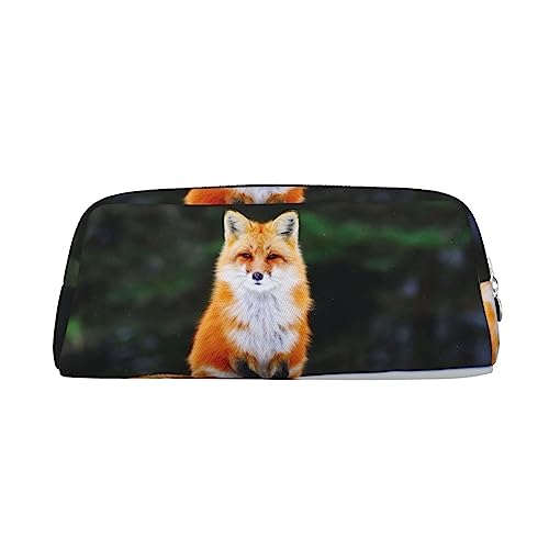 TOMPPY Lustiger Fuchs Bedrucktes Federmäppchen Stehen Bis Bleistift Beutel Kleine Bleistifthalter Fall Schreibwaren Organizer Make-up Tasche mit Reißverschluss, silber, Einheitsgröße, Make-up-Tasche von TOMPPY