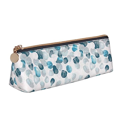 TOMPPY Lustiges Marienkäfer Bedrucktes Federmäppchen Leder Bleistift Beutel Tragbare Schreibwaren Organizer Bleistifthalter Make-up Tasche Mit Reißverschluss, Geometrisches Muster von Blau, von TOMPPY