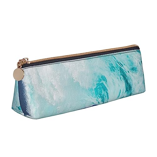 TOMPPY Lustiges Marienkäfer Bedrucktes Federmäppchen Leder Bleistift Beutel Tragbare Schreibwaren Organizer Bleistifthalter Make-up Tasche Mit Reißverschluss, Ocean Wave, Einheitsgröße, modisch von TOMPPY