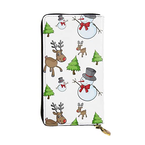 TOMPPY Merry Christmas Happy Printed Damen Lange Geldbörse Reißverschluss um Brieftasche Clutch Geldbörse Kartenhalter Organizer, Schwarz, Einheitsgröße, Schwarz , Einheitsgröße von TOMPPY