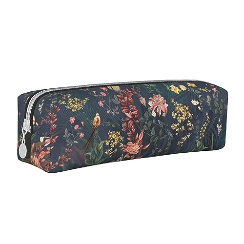 TOMPPY Monarch Schmetterlinge Gedruckt Bleistift Fall Leder Bleistift Tasche Tragbare Schreibwaren Organizer Bleistift Halter Make-up Tasche Mit Reißverschluss, Blumen Vögel, Einheitsgröße, modisch von TOMPPY