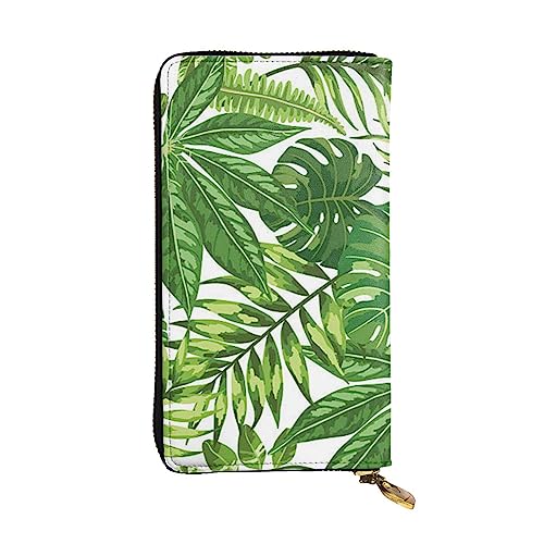 TOMPPY Monstera Deliciosa Damen-Palme mit Bananenpalme, lange Geldbörse, Reißverschluss, Clutch, Geldbörse, Kartenhalter, Organizer, Schwarz, Einheitsgröße, Schwarz , Einheitsgröße von TOMPPY