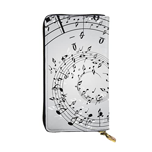 TOMPPY Musiknoten-Wand-bedruckte Damen-Geldbörse, lang, Reißverschluss, Clutch, Geldbörse, Kartenhalter, Organizer, Schwarz, Einheitsgröße, klassisch, Schwarz , Einheitsgröße, Klassisch von TOMPPY