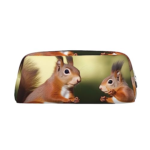 TOMPPY Nette Eichhörnchen Gedruckt Bleistift Fall Stehen Bis Bleistift Beutel Kleine Bleistift Halter Fall Schreibwaren Organizer Make-up Tasche Mit Reißverschluss, silber, Einheitsgröße, modisch von TOMPPY