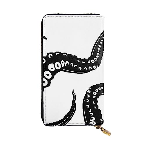 TOMPPY Octopus Tentakel, bedruckt, lange Geldbörse, mit Reißverschluss, Geldbörse, Kartenhalter, Organizer, Schwarz , Einheitsgröße von TOMPPY