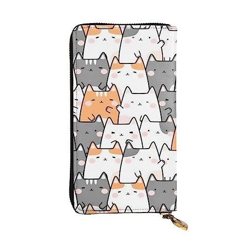 TOMPPY Orange Cats Printed Damen Lange Geldbörse Reißverschluss Rund Brieftasche Clutch Geldbörse Kartenhalter Organizer, Schwarz, Einheitsgröße, Schwarz , Einheitsgröße von TOMPPY