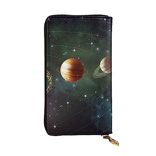 TOMPPY Outer Space Galaxy Universe Bedruckte Damen Lange Geldbörse Reißverschluss Um Geldbörse Clutch Geldbörse Kartenhalter Organizer, Schwarz , Einheitsgröße von TOMPPY