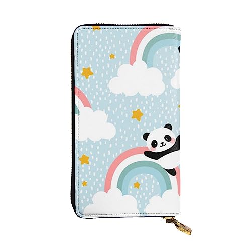 TOMPPY Panda Cloud Printed Damen Lange Geldbörse Reißverschluss um Brieftasche Clutch Geldbörse Kartenhalter Organizer, Schwarz, Einheitsgröße, Schwarz , Einheitsgröße von TOMPPY