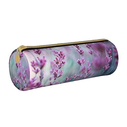 TOMPPY Parfümierte Lavendel Blumen Feld Gedruckt Bleistift Fall Leder Bleistift Beutel Tragbare Schreibwaren Organizer Bleistift Halter Make-up Tasche Mit Reißverschluss, weiß, Einheitsgröße, modisch von TOMPPY