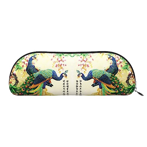 TOMPPY Pfau Gedruckt Bleistift Fall Stand Up Bleistift Beutel Kleine Bleistift Halter Fall Schreibwaren Organizer Make-up Tasche Mit Reißverschluss, silber, Einheitsgröße, modisch von TOMPPY