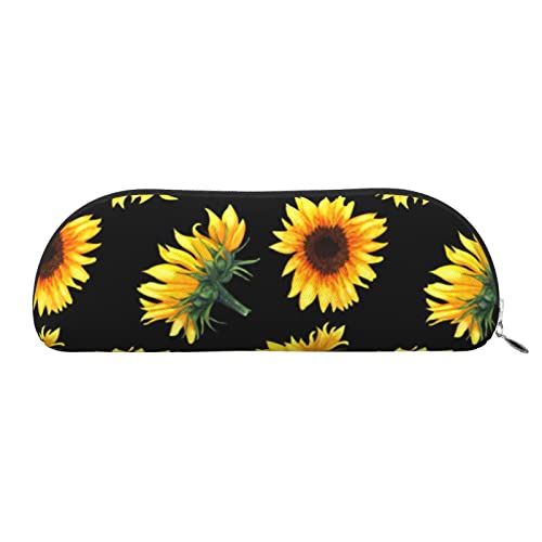 TOMPPY Pfotenabdruck gedruckt Bleistift Tasche mit Reißverschluss, PVC Bleistift Fall Bleistift Tasche Kosmetiktaschen Schreibwaren Beutel, Sonnenblumen Blumen Pflanzen Schwarz und Gelb, Einheitsgröße, Schulranzen von TOMPPY