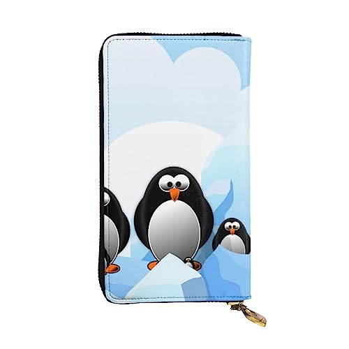 TOMPPY Pinguin Antarktis Ice Printed Damen Lange Geldbörse Reißverschluss Um Geldbörse Clutch Geldbörse Kartenhalter Organizer, Schwarz , Einheitsgröße von TOMPPY