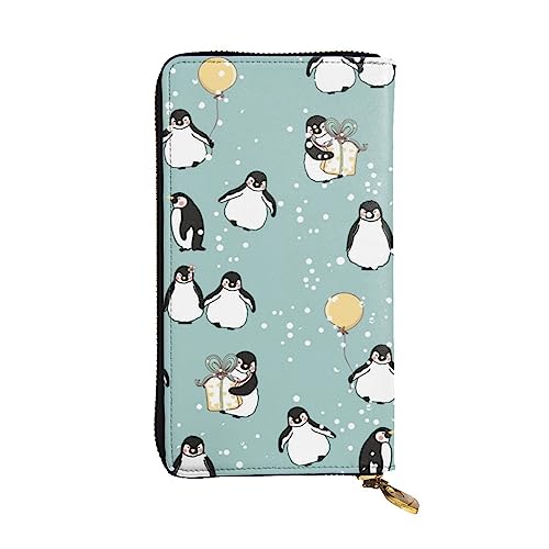 TOMPPY Pinguin Ballon Schneeflocke Gedruckt Frauen Lange Brieftasche Reißverschluss Rund Brieftasche Clutch Geldbörse Kartenhalter Organizer, Schwarz, Einheitsgröße, Schwarz , Einheitsgröße von TOMPPY