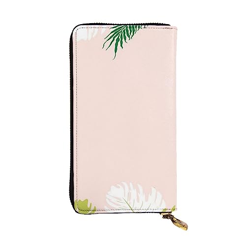 TOMPPY Pink Flamingos bedruckte Damen-Geldbörse, lange Geldbörse, Reißverschluss, Clutch, Kartenhalter, Organizer, Schwarz , Einheitsgröße von TOMPPY