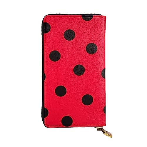 TOMPPY Polka Dot Gedruckt Frauen Lange Brieftasche Reißverschluss Um Brieftasche Clutch Geldbörse Kartenhalter Organizer, Schwarz, Einheitsgröße, Schwarz , Einheitsgröße von TOMPPY