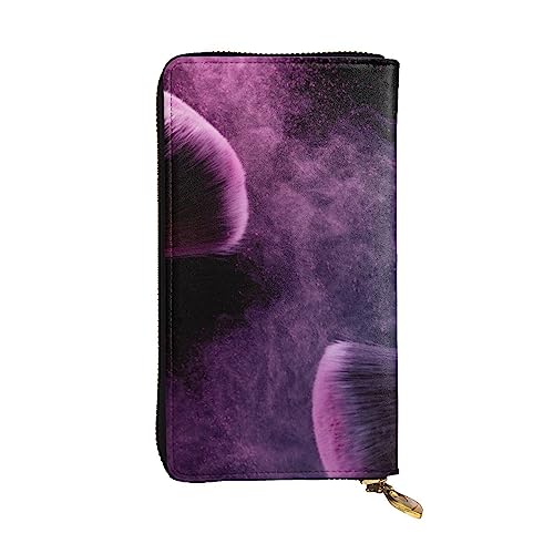 TOMPPY Purple Brush Printed Damen Lange Geldbörse Reißverschluss Rund Brieftasche Clutch Geldbörse Kartenhalter Organizer, Schwarz, Einheitsgröße, Schwarz , Einheitsgröße von TOMPPY