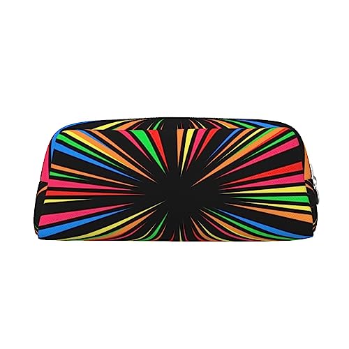 TOMPPY Rainbow Colors Printed Pencil Case Stand Up Pencil Pouch Small Pencil Holder Case Stationery Organizer Makeup Bag With Zipper Closure, silber, Einheitsgröße, modisch von TOMPPY