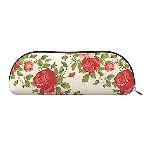 TOMPPY Retro Blume gedruckt Bleistift Fall Stand Up Bleistift Beutel Kleine Bleistifthalter Fall Schreibwaren Organizer Make-up Tasche mit Reißverschluss, gold, Einheitsgröße, Make-up-Tasche von TOMPPY