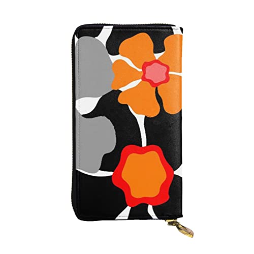 TOMPPY Retro Blumenmuster Gedruckt Frauen Lange Brieftasche Reißverschluss Rund Brieftasche Clutch Geldbörse Kartenhalter Organizer, Schwarz, Einheitsgröße, Schwarz , Einheitsgröße von TOMPPY