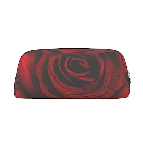 TOMPPY Rote Rose Gedruckt Bleistift Fall Stand Up Bleistift Beutel Kleine Bleistifthalter Fall Schreibwaren Organizer Make-up Tasche mit Reißverschluss, silber, Einheitsgröße, Make-up-Tasche von TOMPPY