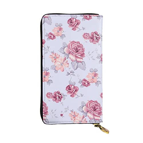 TOMPPY Rote Rosen Blumen gedruckt Frauen Lange Brieftasche Reißverschluss um Brieftasche Clutch Geldbörse Kartenhalter Organizer, Schwarz, Einheitsgröße, Schwarz , Einheitsgröße von TOMPPY