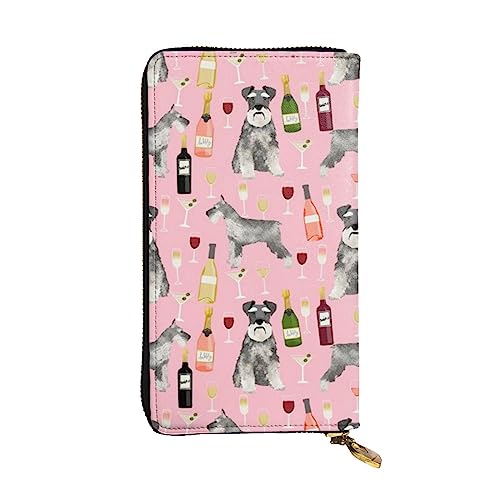 TOMPPY Schnauzer bedruckte Damen-Geldbörse, lange Geldbörse, mit Reißverschluss, Clutch, Kartenhalter, Organizer, Schwarz , Einheitsgröße von TOMPPY